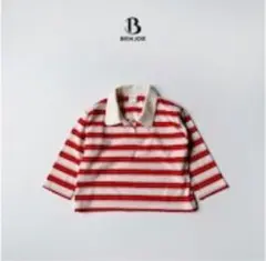 【新品】キッズ / 襟付きボーダーロンT（100cm）