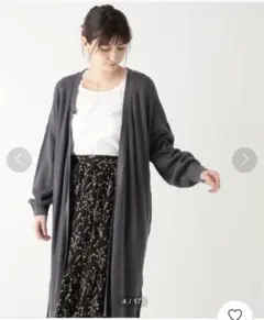 studio CLIP 12ゲージ畦編みロングカーディガン　グレー