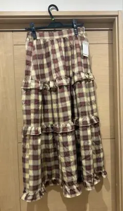 [ehka sopo]エヘカソポ　ティアードフレアロングスカート　チェック柄