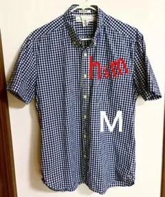 H&M ギンガムチェック 半袖シャツ ネイビー M
