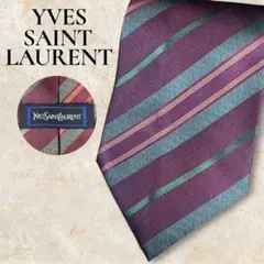 YVES SAINT LAURENT ネクタイ レジメンタル 日本製 ボルドー
