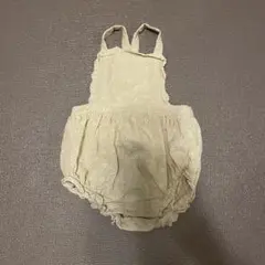 フラワーパターンロンパース クリーム色　黄色　イエロー　花柄