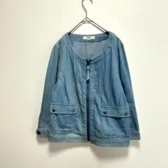 オゾック レディース ノーカラージャケット デニムジャケット ブルー 38