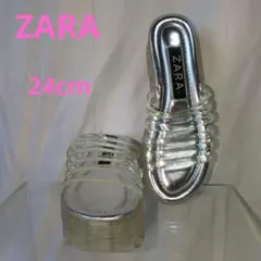 美品　ZARA クリア プラットフォーム　超厚底　フラットサンダル　24cm