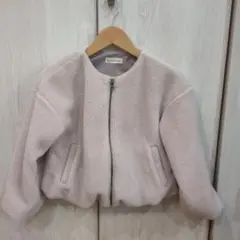 フリースショート丈ジャケット 薄いピンク