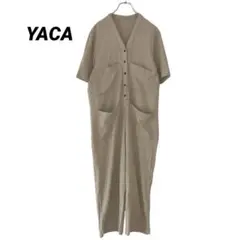 ヤーカ　YACA リネン混ジャンプスーツ　F オールインワン　サロペット　半袖