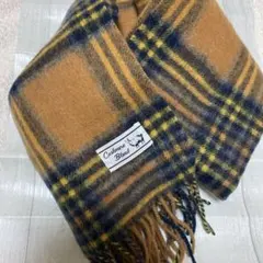 チェック柄マフラー 茶色と青