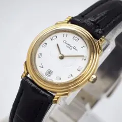 348 稼働 クリスチャンディオール時計 レディース デイト DIOR ゴールド