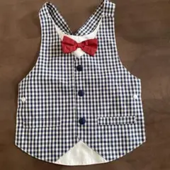 COMME CA FOSSTTE チェック柄ベスト 赤い蝶ネクタイ付き Fサイズ