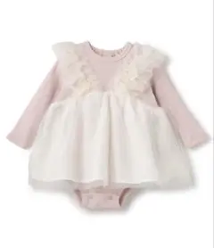 petit main プティマイン　肩フリルチュールOPロンパース　70