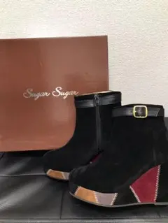 パッチワークソール　ショートブーツ (ブラック)のサムネイル