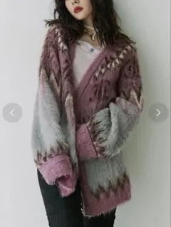 ジュエティ　パターンモヘアライクルーズカーデ