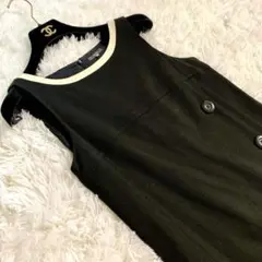 美品　IENA イエナ ノースリーブ　ワンピース ボタン　ブラック　M