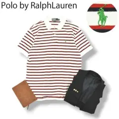 90s Polo ラルフローレン 半袖 鹿の子 ポロシャツ XL ボーダー柄