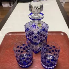 ボヘミアクリスタル切子のデキャンタとグラス