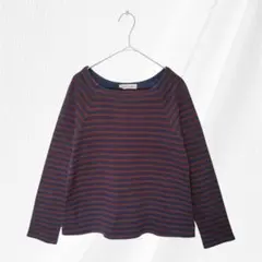 【シャンブルドニーム】長袖 ボーダー Tシャツ ト コットン 紺✕茶