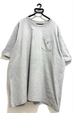 Carhartt ポケットTシャツ 4XL ビッグサイズ ワンポイント グレー