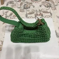 H&M エイチアンドエム ストローバッグ かごバッグ ミニショルダー グリーンのサムネイル