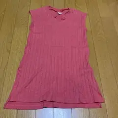 新品同様！プティマイン　ピンク ノースリーブ ワンピース スリット入り　120