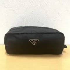 ■ PRADA プラダ 小物入れ 三角ロゴプレート ポーチ メイクポーチ