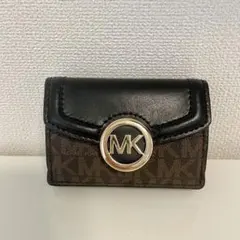 【極美品】マイケルコース 三つ折り財布 MKシグネチャー ブラウン×ブラック