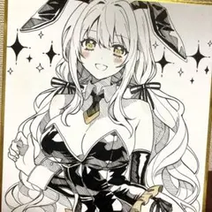 手描きイラスト アナログ オリジナル バニーちゃん 色紙 - メルカリ