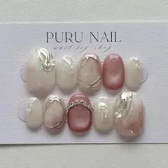 327【現品】◾️ニュアンス×シルキーマグネット️×くすみピンク◾️ネイルチップ