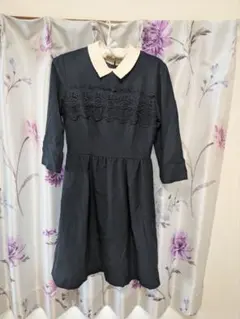 ジルスチュアートネイビー 襟付きひざ丈ワンピース