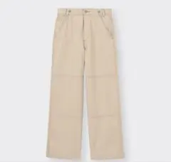 GU ワークパンツ ベージュ ワイドシルエット