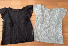 GU レースフリル袖トップス 2色セット