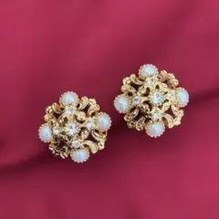 イヤリング 大ぶり ゴールド パール スワロフスキー 上品 結婚式 パーティー