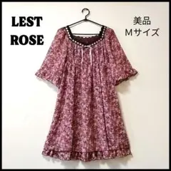 美品・激安！LEST ROSE 花柄 フリル＆レース 五分袖 ワンピース Ｍ