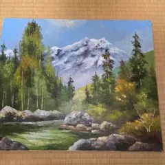 油絵 #風景画 #山 一点もの キャンバス #ロッキー山脈 - メルカリ