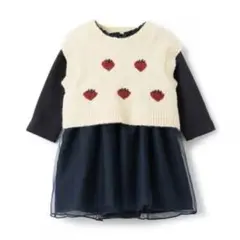 ベストつきOPロンパース　プティマイン　petit main ネイビー