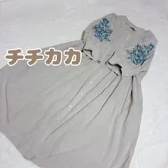 【未着用】チチカカ　刺繍　ベージュ　半袖　チュニック　シャツワンピース　プリーツ