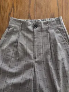 GU グレー チェック柄 ワイドパンツ