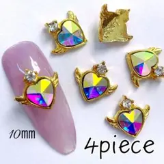 ネイルパーツ　ハートウィング　オーロラクリスタルストーン　ビジュー