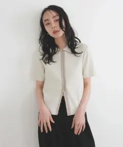 LIAN ホックデザインバイカラーニット アイボリー