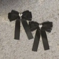 量産型 地雷系 ヘアピン リボン 黒