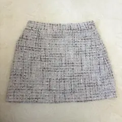 セシルマクビー ツイード チェック柄 白 パステルカラー ラメ ミニスカート