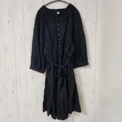 オールドネイビー ワンピース 刺繍 パフ袖 3L黒 コットン ビッグサイズ