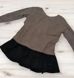 FONCE♥異素材ドッキングプルオーバー ニットチュニック ベージュ