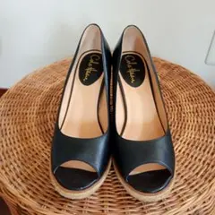 COLE HAAN オープントゥ ウェッジソール サンダル ブラックのサムネイル