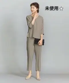 ビューティアンドユース DRESS ダブルクロスVネック7分袖オールインワン