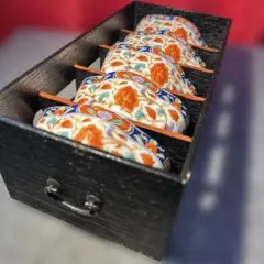 【廃番希少】 三洋陶器 京紫龍峰 金彩色絵 花唐草 木瓜小鉢 セット 小付のサムネイル