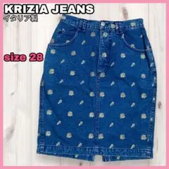 【イタリア製】KRIZIA JEANS 刺繍 デニム スカート 貝殻 サイズ28のサムネイル