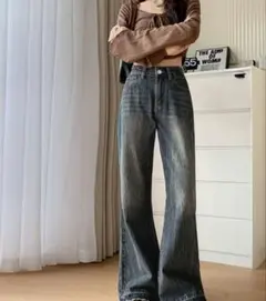 minimini storeレトロ フレアデニムパンツ ローエッジ
