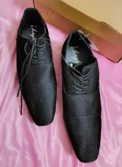 試着のみ25センチ■メンズ　布　 ビジネスシューズブラック　黒■コスプレ等にも
