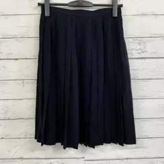 Leilian✨スカート【7】プリーツ フレア ひざ丈 Aライン ネイビー