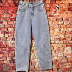 美品☆ヴィンテージ風 デニムパンツ ハイウエスト ストレート　ライトブルー　S